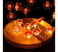 JOFONY LED Fairy Lights Flowers, Pink LED Fairy Lights, Cherry Blossoms, 2 m, 20 LEDs, Fairy Lights, Battery, Fairy Lights, Spring Decoration for Festival, Party, Valentine's Day, Wedding