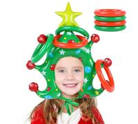 JOFONY Party Ring Toss Game Inflatable Christmas Tree Ring Toss Game, Inflatable Xmas Holiday Party Hat Set for Family Games