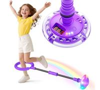 Jofuni Ankle Skip Ball for Kids with Counter, Timer, Cal Calculator, Girl Birthday Gifts for Age 5 6 7 8, Battery Powered Foldable Outdoor Sports Toy for 6 7 8 9 Year Old Girl Gifts (Purple)