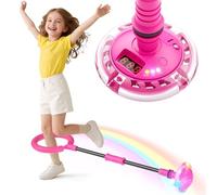 Jofuni Ankle Skip Ball for Kids with Counter, Timer, Cal Calculator, Girl Birthday Gifts for Age 5 6 7 8 9 10, Battery Powered Foldable Outdoor Sports Toy for 6 7 8 9 10 Year Old Girl Gifts (Pink)