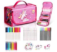Jofuni Unicorn Pencil Case Colouring Sets, Unicorn Birthday Gifts for Girls 4 5 6 7, Scented Washable Markers Stationery Set, Drawing Colouring Set for Kids, Arts and Crafts Kit for Kids