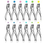 JOFUUM 12Pack 1 Hole Punch 1/4 and 1/8 Inch Single Hole Puncher Metal 5 Sheet Capacity Single Hole Punch Set Paper Punches