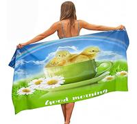 JOGAMA 3D Cute Chick Microfibre Beach Towel Extra Large 200x200 cm, Rainbow Lightweight Beach Towels for Adults, Super Absorbent, Quick Dry, Sand Free, for Swimming, Travel or Bath