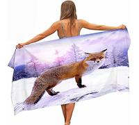 JOGAMA 3D Fox Microfibre Beach Towel Extra Large 150x200 cm, Orange Fox Lightweight Beach Towels for Adults, Super Absorbent, Quick Dry, Sand Free, for Swimming, Travel or Bath
