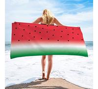 JOGAMA 3D Watermelon Pattern Microfibre Beach Towel Extra Large 100x200 cm, Red Green Lightweight Beach Towels for Adults, Super Absorbent, Quick Dry, Sand Free, for Swimming, Travel or Bath