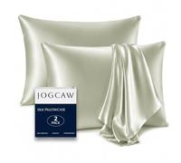 Jogcaw 2 Pack 100％ Silk Pillowcase for Hair and Skin, Soft Breathable Cooling Mulberry Silk Pillow Case Set of 2, Both Sides Grade 6A Silk Pillow Covers with Hidden Zipper (Sage Green, Standard)