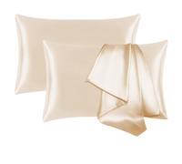 Jogcaw 2 Pack 100％ Silk Pillowcase for Hair and Skin, Soft Breathable Smooth Cooling Mulberry Silk Pillow Case Set of 2, Both Sides Grade 6A Silk Pillow Covers with Hidden Zipper (Beige, King)