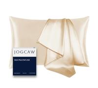 Jogcaw Silk Pillowcase for Hair and Skin, Soft Breathable Smooth Cooling Mulberry Silk Pillow Case, Both Sides Grade 6A Silk Pillow Covers with Hidden Zipper (Beige-1pc, King)