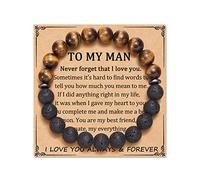 JOGDIAM Gifts for Dad/Grandpa/Uncle/friend/Boss Gifts Natural Lava Stone Bracelet for Men, 7 Inch, Stone, Cubic Zirconia