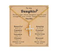 JOGDIAM Sweet Gifts for Her-Gold Cross Necklace with Crown Religious Birthday Christmas Valentines, Adjustable, Stainless Steel, Zircon