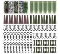 JOGFFDE 110pcs Carp Fishing Helicopter Rig Accessories Kit with Anti Tangle Sleeves Quick Change Swivels Clips Helicopter Beads Tail Rubber Terminal Tackle for Carp Coarse Fishing