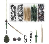 JOGFFDE 120pcs Carp Fishing Helicopter Rig Accessories Kit Carp Coarse Fishing Helicopter Sleeves Anti Tangle Sleeve Quick Change Swivels Clips Beads Terminal Tackle