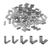 JOGFFDE Double Barrel Crimp Sleeves,100pcs Wire Rope Crimping Loop Sleeves Copper Ferrule Tube Crimping Sleeves Fishing Line Tube Connector Leader Rigging Tackle for Wire Rope Cable(Inner Dia. 1.4mm)