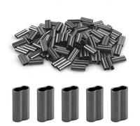 JOGFFDE Double Barrel Crimp Sleeves,100pcs Wire Rope Crimping Loop Sleeves Copper Ferrule Tube Crimping Sleeves Fishing Line Tube Connector Leader Rigging Tackle for Wire Rope Cable(Inner Dia. 2.4mm)