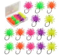 JOGFFDE Sea Urchin Soft Lure Fishing Hooks 15pcs Soft Tentacle Creature Bait Jig Hooks for Drop Shot Wacky Rig Neko Rig Bass Trout Salmon Catfish Crappie Saltwater Freshwater with Box(1in-15pcs)