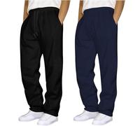 Jogger for Men UK Wide Leg Sweatpants with Pockets Tracksuit Bottoms Elasticated Waist Baggy Jogging Bottoms Work Running Gym Trousers Fleece Lined Uncuffed Sweatpants Mens Clothes Fall Winter Pants