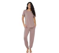 Jogger Pajamas Set for Women Short Sleeve Summer Pjs with Pants(Blushing Pink, Small)
