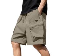 Jogger Shorts For Men - Men'S Shorts System Summer Casual Hundred Sports Stowable Breathable Beach Five Pants (Includes Storage Bag) (Khaki Xl)