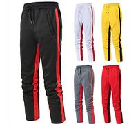 Jogger Trousers For Men Uk Elasticated Side Stripe Pants Men Tapered Side-Stripes Trousers Lightweight Training Jogging Bottoms Patchwork Casual Sports Sweatpants Drawstring Athletic Pant