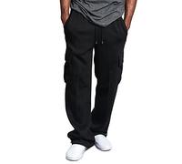 Joggers Cargo Sweatpants Joggers Sweatpants 29 Leg Drawstring Men's Track Suits Mens Fleece Lined Casual Trousers for Men UK Track Suit Bottoms Oversized Pants Plus Size Black