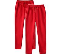 Joggers for Men, Male Hip Hop Pants Casual Solid Color Track Cuff Lace Up Workout Pants With Pocket 2 Pcs (Red, XXXL)
