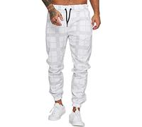 Joggers For Men Uk - Check Printed Tracksuit Bottoms Regular Fit Activewear Trousers Casual Running Sport Pants Elastic Waist Sweatpants Jogging Bottoms Drawstring Cuffed Pants Lounge Pants XXXL