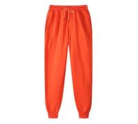 Joggers for Men UK Drawstring Tapered Tracksuit Bottoms Elasticated Waist Jogging Bottoms Loose Fit Stretch Sweatpants Solid Color Sweat Pants Lightweight Casual Running Workout Gym Trousers Orange