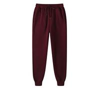 Joggers for Men UK Drawstring Tapered Tracksuit Bottoms Elasticated Waist Jogging Bottoms Loose Fit Stretch Sweatpants Solid Color Sweat Pants Lightweight Casual Running Workout Gym Trousers Wine