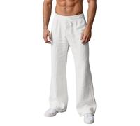 Joggers For Men Uk - Men Trousers Casual Flared Trousers Lightweight Year Round Comfort Relaxed Fit Jogging Wide Leg Pants For Outdoor Travel (White, L)