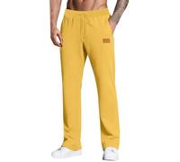 Joggers for Men UK Open Hem Jog Pants Plain Jogging Bottoms Tracksuit Bottom Joggers with Pockets Running Pants Elasticated Waisted Sweatpants Gym Sports Trousers Lounge & Workout Yellow
