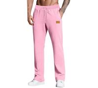 Joggers for Men UK Open Hem Jog Pants Plain Jogging Bottoms Tracksuit Bottom Joggers with Pockets Running Pants Elasticated Waisted Sweatpants Gym Sports Trousers Lounge & Workout Pink