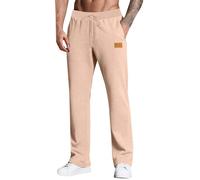 Joggers for Men UK Open Hem Jog Pants Plain Jogging Bottoms Tracksuit Bottom Joggers with Pockets Running Pants Elasticated Waisted Sweatpants Gym Sports Trousers Lounge & Workout Khaki