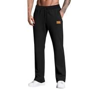 Joggers for Men UK Open Hem Jog Pants Plain Jogging Bottoms Tracksuit Bottom Joggers with Pockets Running Pants Elasticated Waisted Sweatpants Gym Sports Trousers Lounge & Workout Black