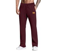 Joggers for Men UK Open Hem Jog Pants Plain Jogging Bottoms Tracksuit Bottom Joggers with Pockets Running Pants Elasticated Waisted Sweatpants Gym Sports Trousers Lounge & Workout Wine