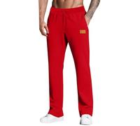 Joggers for Men UK Open Hem Jog Pants Plain Jogging Bottoms Tracksuit Bottom Joggers with Pockets Running Pants Elasticated Waisted Sweatpants Gym Sports Trousers Lounge & Workout Red