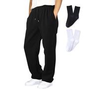 Joggers for Men UK Tracksuit Jogging Bottoms Casual Sweatpants Trousers with Pockets Drawstring Trousers Gym Workout Send 2 Pcs Socks (Black, M)