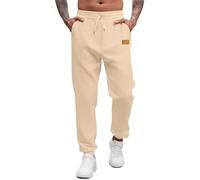Joggers for Men UK Tracksuit Jogging Bottoms Close-Hem Sweatpants with Pockets Drawstring Trousers Regular Fit Gym Joggers Elastic Waist Sweatpants Workout Casual Fleece Winter Trousers Beige