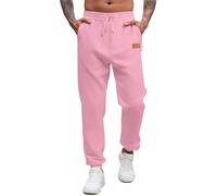 Joggers for Men UK Tracksuit Jogging Bottoms Close-Hem Sweatpants with Pockets Drawstring Trousers Regular Fit Gym Joggers Elastic Waist Sweatpants Workout Casual Fleece Winter Trousers Pink