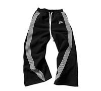 Joggers for Men UK Wide Leg Work Tracksuit Bottoms Black Jogging Mens Cargo Jogger Baggy Sweatpants Gym Trousers Open Hem Sweat Pants Leisure Winter Track Cotton Loose Fit Men's Wear Suit