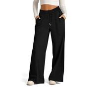 Joggers for Women Drawstring High Waist Wide Leg Pants with Pockets Solid Color Cargo Athletic Long Trousers Baggy Jogging Sweatpants Tracksuit Bottoms Casual Lounge Active Pants Black
