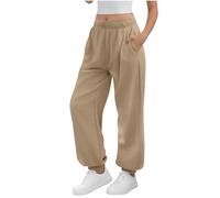 Joggers for Women Lightweight Drawstring Inside Waist Baggy Sweatpants Trousers with Pockets Casual Comfy Autumn Winter Warmth Buttoms Fashionable Workout Hiking Jounge Sweat Pants Khaki
