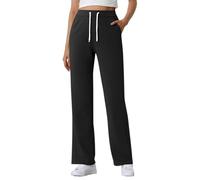Joggers for Women UK Black Joggers Womens Straight Leg Size 16 Black Tracksuit Bottoms Womens High Elastic Waist Sweatpants Ladies Cotton Trousers Elasticated Waist High Loose Sports Pants Women