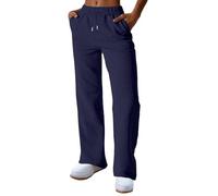 Joggers for Women UK Ladies Trousers Baggy Joggers Size 16 Tracksuit Bottoms Womens Wide Leg Lounge Sweatpants Elastic Drawstring Ladies Stretch Trousers Fleece Lined Pants Womens Clothes Navy