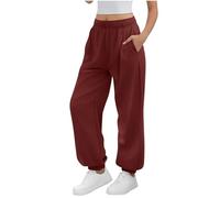 Joggers for Women UK Lightweight Drawstring Inside Waist Baggy Sweatpants Trousers with Pockets Casual Comfy Autumn Winter Warmth Buttoms Fashionable Workout Hiking Jounge Sweat Pants Red