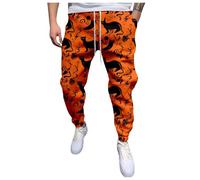 Jogging Bottoms for Men, Baggy Halloween Trousers with Elastic Band, Training Trousers, High Waist, Softshell Trousers with Horrible Print, Casual Trousers, Leg Cinch Bottom, Sports Trousers