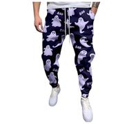 Jogging Bottoms for Men, Baggy Halloween Trousers with Elastic Band, Training Trousers, High Waist, Softshell Trousers with Horrible Print, Casual Trousers, Leg Cinch Bottom, Sports Trousers
