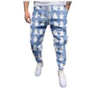 Jogging Bottoms for Men, Baggy Halloween Trousers with Elastic Band, Training Trousers, High Waist, Softshell Trousers with Horrible Print, Casual Trousers, Leg Cinch Bottom, Sports Trousers