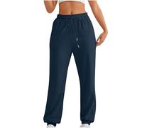 Jogging Bottoms for Women Ladies Work Trousers Plain Baggy Fleece Cinch Bottom Straight Leg Jogger Size 14 Petite Trousers Women Short Leg Ladies Joggers Size 14 Flexi Pants Workout Clothes Navy