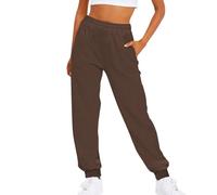 Jogging Bottoms for Women Sport Jogger Sweatpants with Pockets Hip Hop Trouser Trendy Classic Sweatpants Fashion Tapered Athleisure Pants for Training Gym Trouser (Coffee, L)