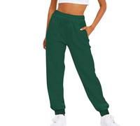 Jogging Bottoms for Women Sport Jogger Sweatpants with Pockets Hip Hop Trouser Trendy Classic Sweatpants Fashion Tapered Athleisure Pants for Training Gym Trouser (Green, L)